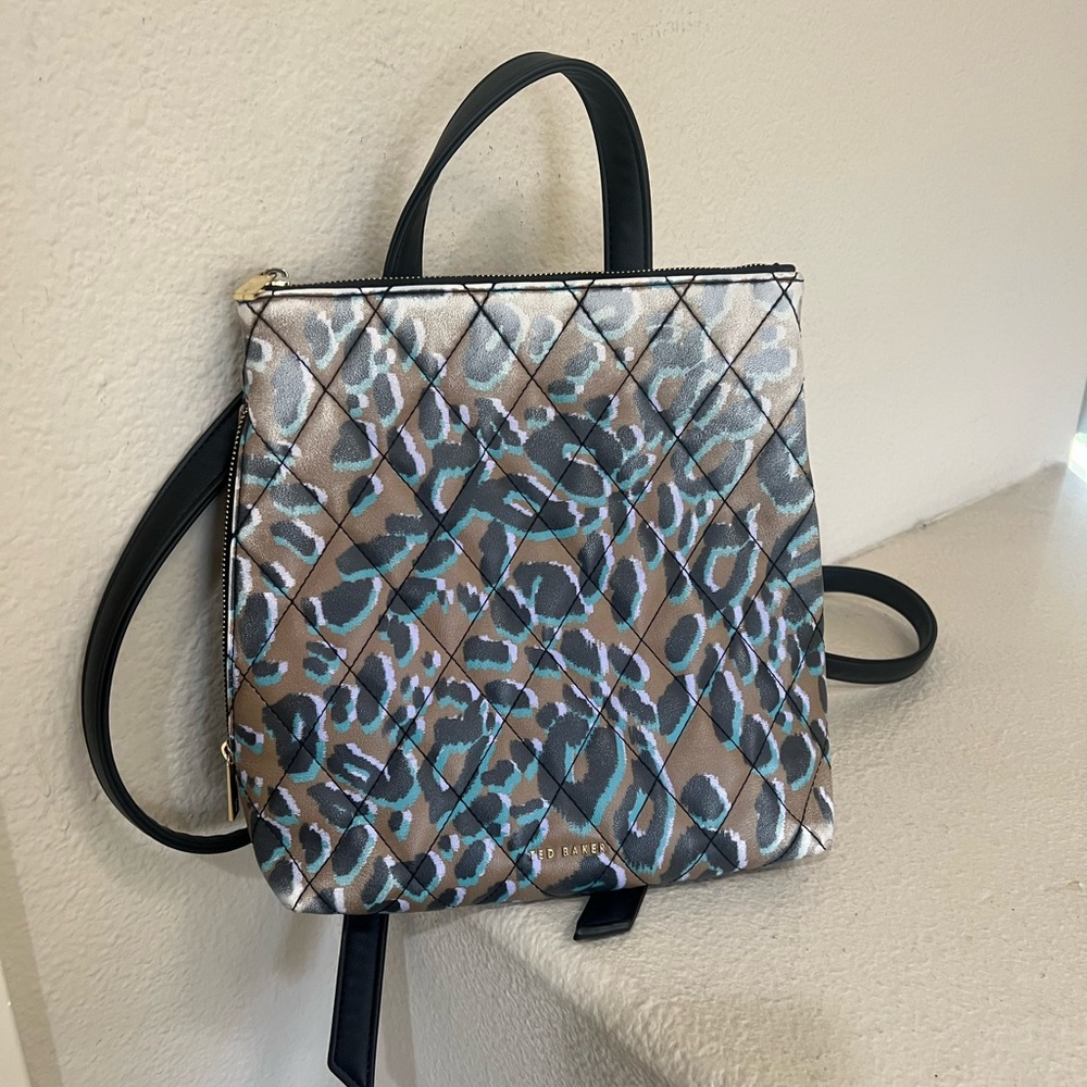 Ted Baker London Quiltoe Leopard Quilted Backpack in Olive y2k backpack